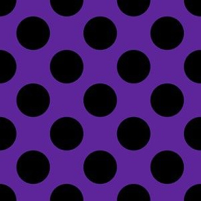 One Inch Close Black Polka Dots on Purple