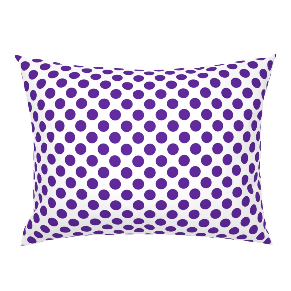 One Inch Close Purple Polka Dots on White