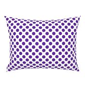 One Inch Close Purple Polka Dots on White