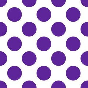 One Inch Close Purple Polka Dots on White
