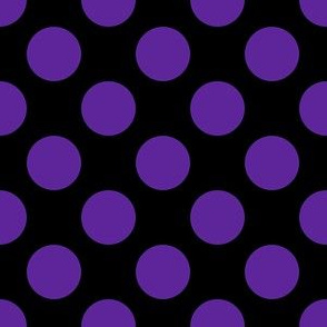 One Inch Close Purple Polka Dots on Black