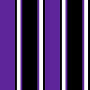 Purple, Black, and White Vertical Thin and Thick Stripes