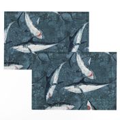 Great whites - sharks on deep ink blue