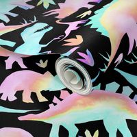 Pastel Dinosaurs on black - smaller scale