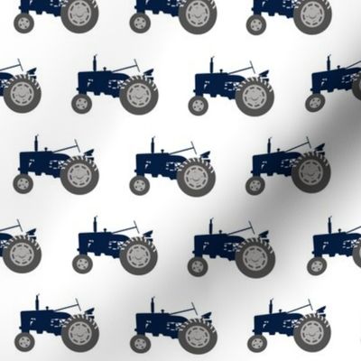 tractor - navy on white