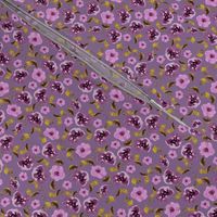 4" Plum and Gold Florals - Dark Lilac