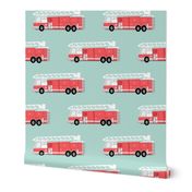 (micro print) fire truck fabric