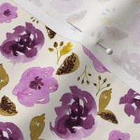 8" Plum and Gold Florals - Ivory