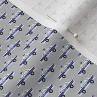 (micro print) police car fabric - light grey