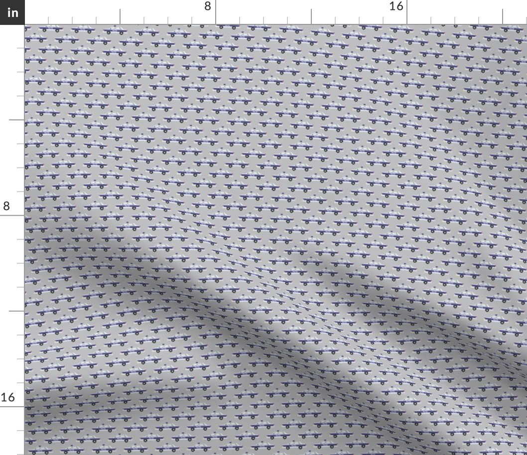 (micro print) police car fabric - light grey