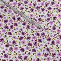 4" Plum and Gold Florals - Light Blue