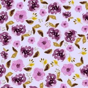 8" Plum and Gold Florals - Lilac