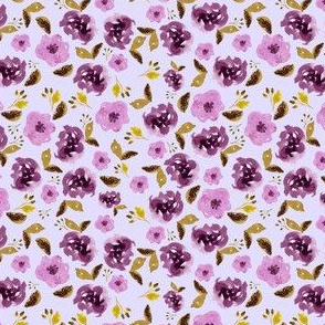 4" Plum and Gold Florals - Lilac