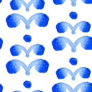 17-12C Blue watercolor abstract floral Large || Spots dots tree plant sky royal indigo home decor _ Miss Chiff Designs 