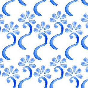 17-12A Blue Flower Watercolor Large || Royal Sky White Floral  _ Miss Chiff Designs