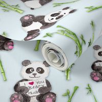 Panda Beary Love on Baby Blue