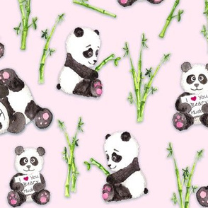 Panda Beary Love on Powder Pink
