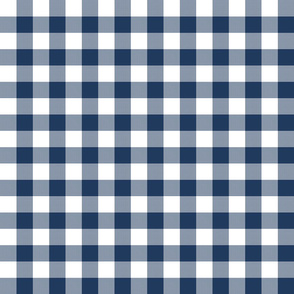 1" Navy Peony Gingham