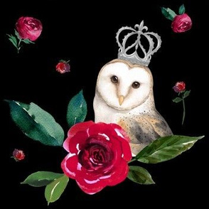 7" Winter Roses & Owl / Black