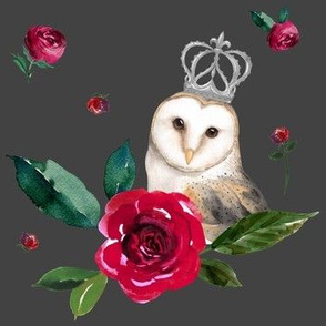 7" Winter Roses & Owl / Grey