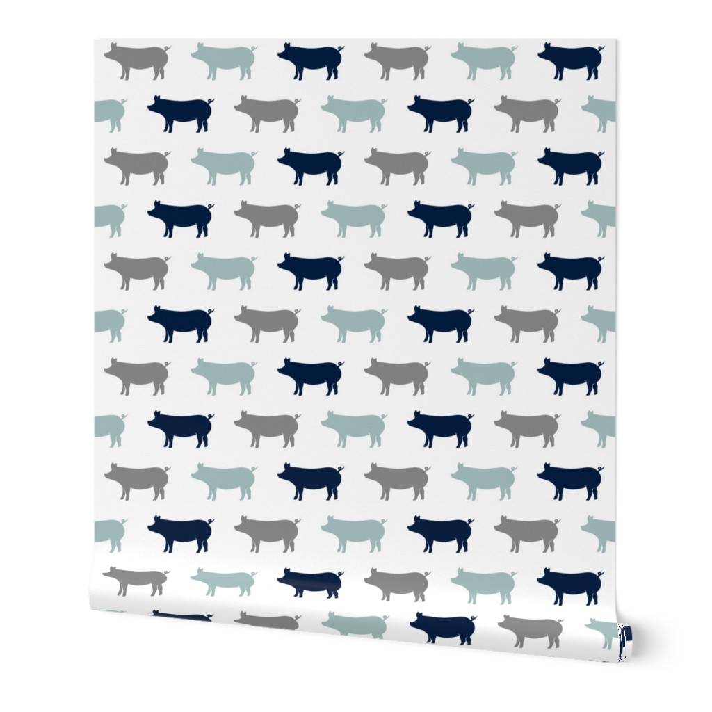 multi pigs - navy and dusty blue farm collection