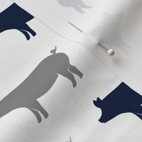 multi pigs - navy and dusty blue farm collection