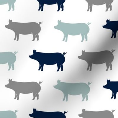 multi pigs - navy and dusty blue farm collection