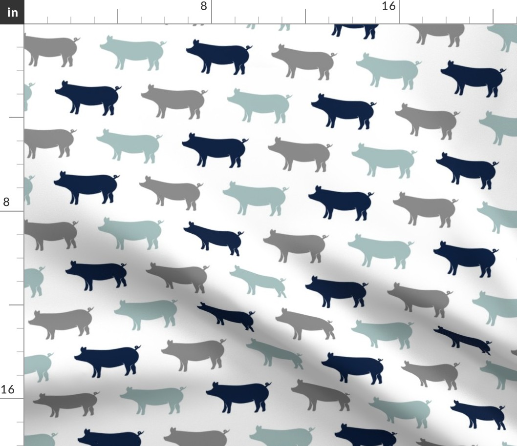 multi pigs - navy and dusty blue farm collection