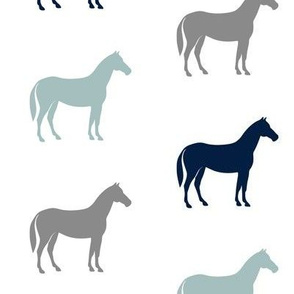 multi horses - dusty and navy blue farm collection