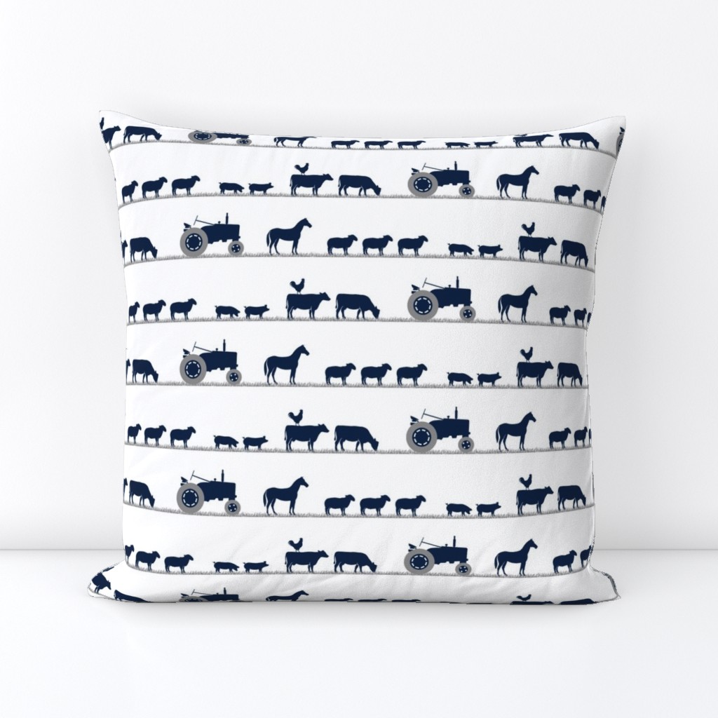 farm animals on parade - dusty blue and navy farm collection