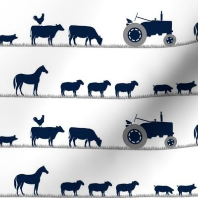 farm animals on parade - dusty blue and navy farm collection