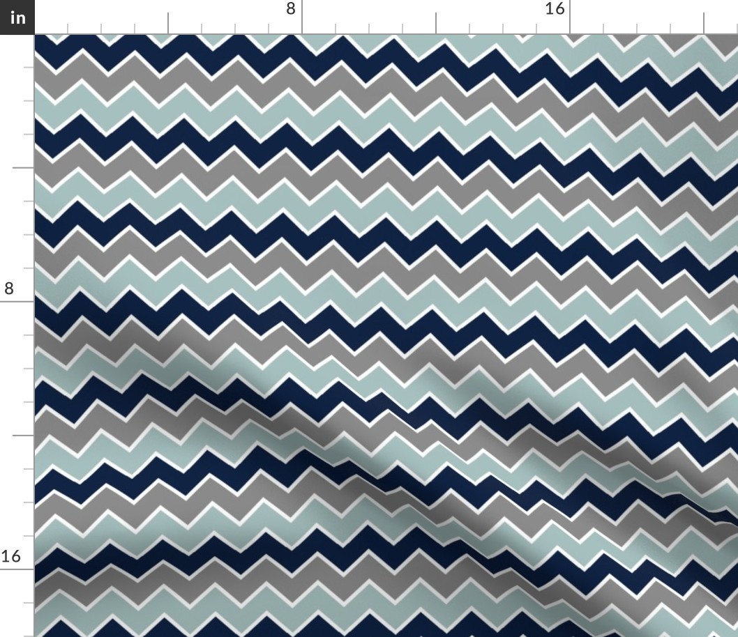 multi traditional chevron - dusty blue and navy