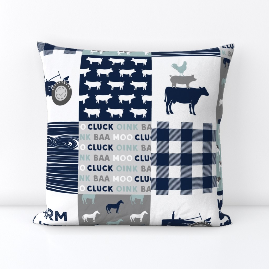 farm life - farm fabric wholecloth navy and dusty blue with woodgrain &  plaid