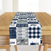 farm life - farm fabric wholecloth navy and dusty blue with woodgrain &  plaid