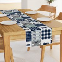 farm life - farm fabric wholecloth navy and dusty blue with woodgrain &  plaid