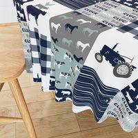 farm life - farm fabric wholecloth navy and dusty blue with woodgrain &  plaid