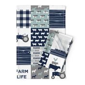 farm life - farm fabric wholecloth navy and dusty blue with woodgrain &  plaid