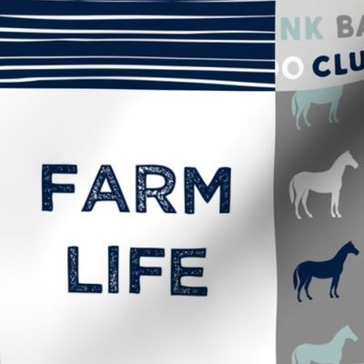 farm life - farm fabric wholecloth navy and dusty blue with woodgrain &  plaid