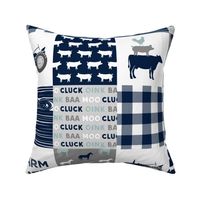 farm life - farm fabric wholecloth navy and dusty blue with woodgrain &  plaid