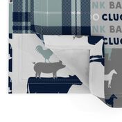 farm life - tractor wholecloth patchwork - navy and dusty blue