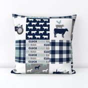 farm life - tractor wholecloth patchwork - navy and dusty blue