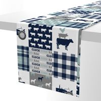 farm life - tractor wholecloth patchwork - navy and dusty blue