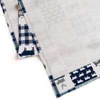 farm life - tractor wholecloth patchwork - navy and dusty blue