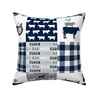 farm life - tractor wholecloth patchwork - navy and dusty blue