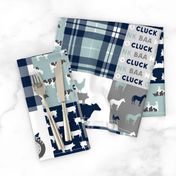 farm life - tractor wholecloth patchwork - navy and dusty blue