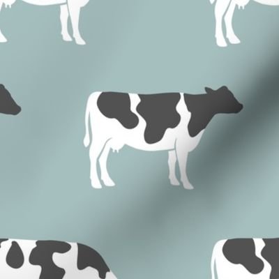 large scale - cows on dusty blue