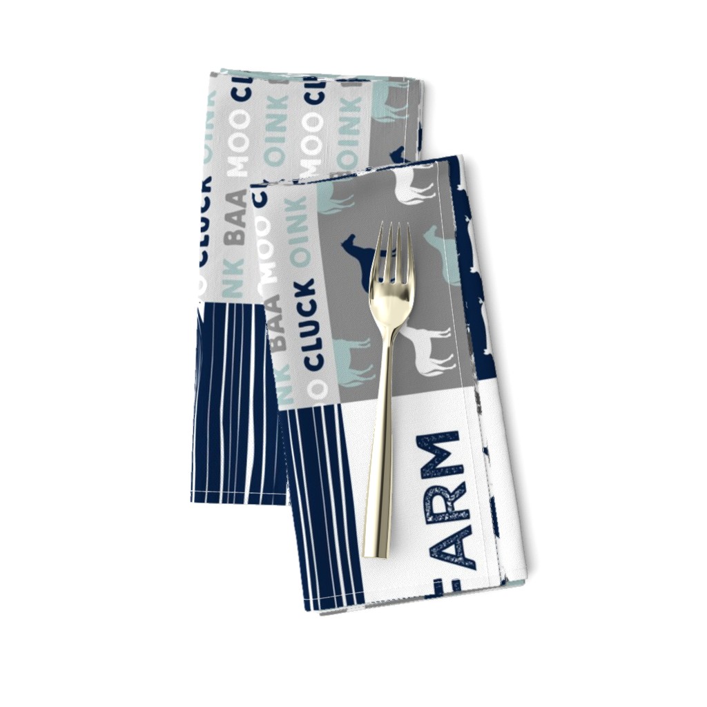 farm life - tractor wholecloth patchwork - navy and dusty blue (90)