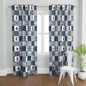 farm life - tractor wholecloth patchwork - navy and dusty blue (90)