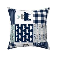 farm life - tractor wholecloth patchwork - navy and dusty blue (90)