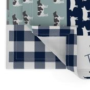 farm life - tractor wholecloth patchwork - navy and dusty blue (90)